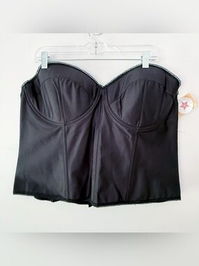 NWT Vtg Women 80s 90s Black Strapless Underwire Corset Size 50D Sexy Feminine